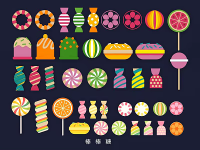Colorful Lollipop Ornaments with Various Shapes and Vibrant Designs for Decor 3d model