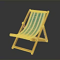 Blue And White Striped Folding Chair With Orange Wooden Frame