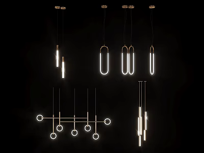 Modern Contemporary Pendant Lights with Geometric Shapes Metal Frames and LED Lighting 3d model