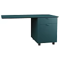 Modern Teal Desk With Long Tabletop And Two Drawer Cabinet