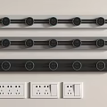 Modern Black Power Strips And White Socket Panels With Round Outlets 3d model
