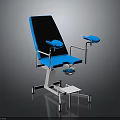Professional Blue Medical Examination Chair With Adjustable Armrests Footrest And Light Stand