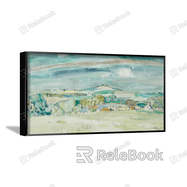 Modern Landscape Painting Blue Living Room Abstract model