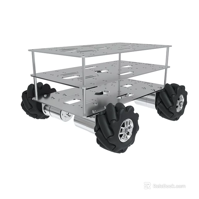 Metal Frame Robotic Chassis With Multi Layer Structure And Large Tires 3d model
