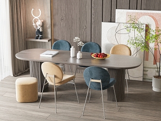 Modern Dining Table and Chair Combination 3d model