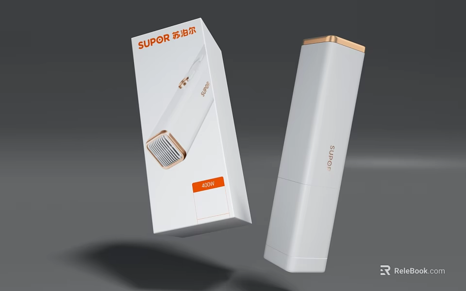 SUPOR Handheld Daily Electrical Appliance With White Body And Gold Trim 3d model 