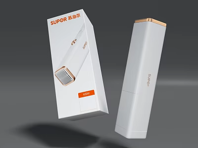 SUPOR Handheld Daily Electrical Appliance With White Body And Gold Trim 3d model