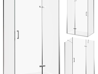 Modern Frameless Glass Shower Enclosure With Sleek Metal Door Handles Design 3d model
