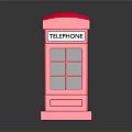 Classic Red Telephone Booth With Glass Windows And Telephone Signage