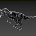 3D Rendered Dinosaur Model Standing Pose With Open Mouth Green Red Skin Against Gray Background