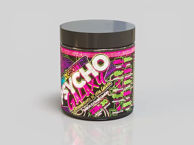 Psycho Brand Food Jar With Colorful Label And Vibrant Bold Graphics 3d model