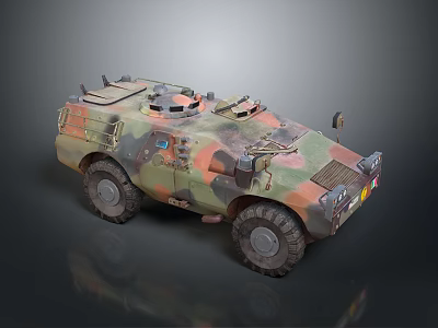 Detailed 3D Model Of Military Tank With Camouflage Paint And Four Wheels 3d model