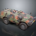 Detailed 3D Model Of Military Tank With Camouflage Paint And Four Wheels