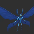 Blue Sci Fi Character Creature With Large Wings And Yellow Eyes