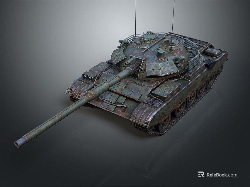 Military Armored Tank With Long Cannon Barrel And Heavy Duty Tracks 3d model 