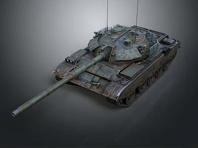 Military Armored Tank With Long Cannon Barrel And Heavy Duty Tracks 3d model