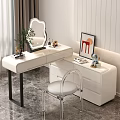 Modern Minimalist Bedroom with White Dresser Chair Mirror Framed Art and Decorative Plants