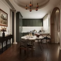 Elegant Modern Living Dining Room With Marble Fireplace Chandelier And Wooden Floor Rug