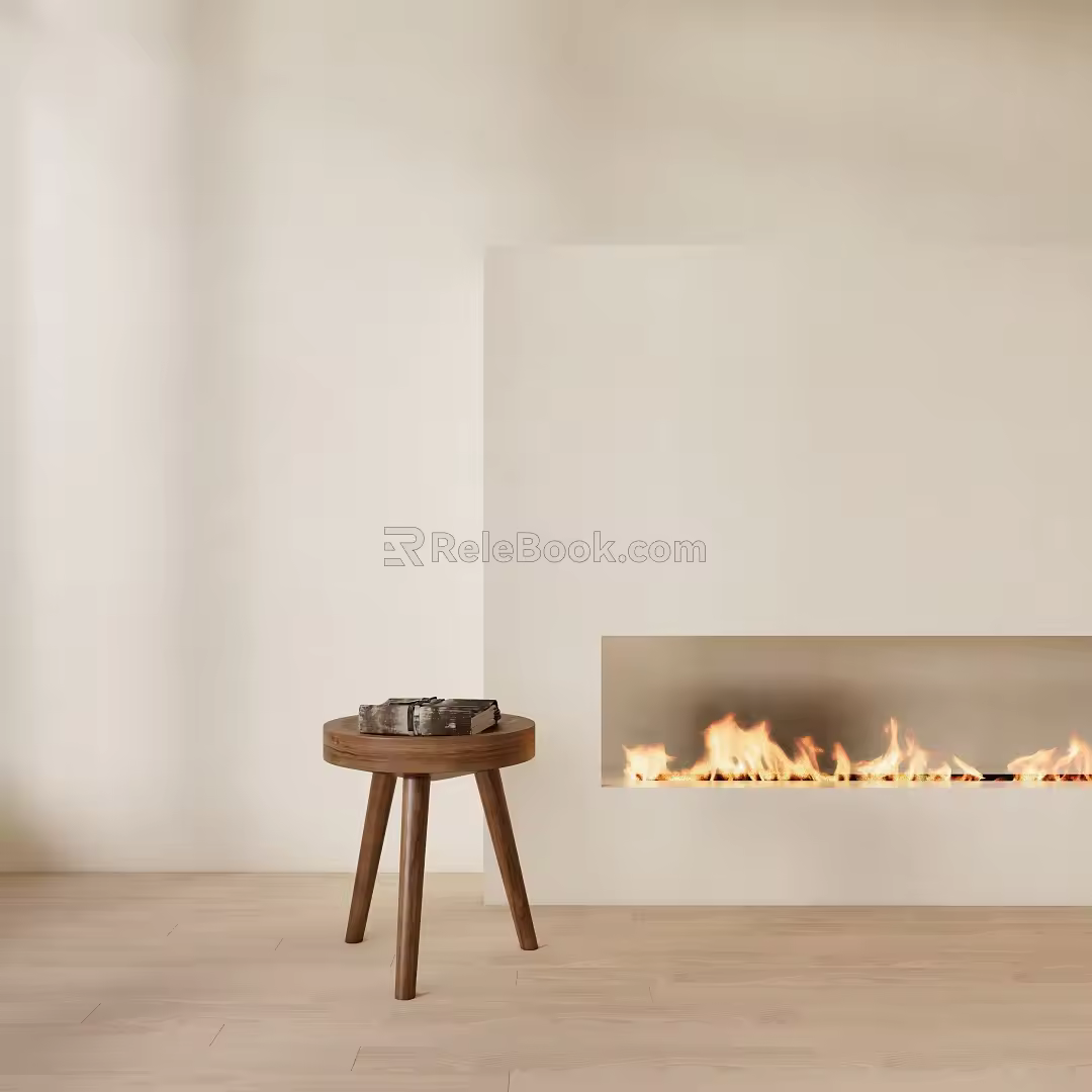 Simple Side Table Fireplace 3d model
