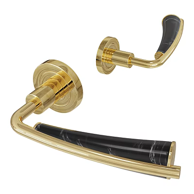 Golden Door Handle With Black Marble Grip Modern Luxury Design For Home Decor 3d model
