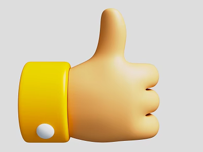 Yellow Thumbs Up Icon Digital Interactive E-commerce Element for Online Shopping Design 3d model