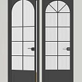 Modern Interior Swing Door With Black Frame And Vertical Striped Glass