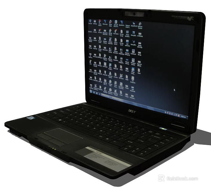 Acer Black Laptop With Desktop Interface And Icons Displayed On Screen 3d model
