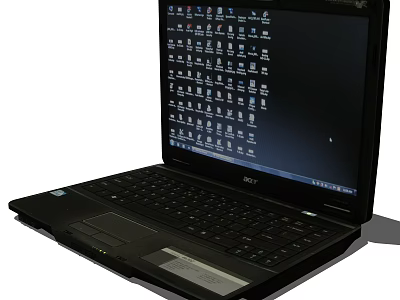Acer Black Laptop With Desktop Interface And Icons Displayed On Screen 3d model