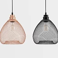 Modern Copper and Black Pendant Lights with Decorative Mesh Shades for Home Interior