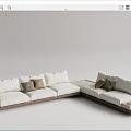 Modern White Sectional Sofa With Wooden Frame And Decorative Pillows 3d model