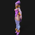 Game and Movie Character With Pink And Purple Hair Purple Bodysuit And Yellow Decorations