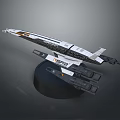 Streamlined Sci Fi Spaceship Model With EXO STARDUST White Black Orange Design On Black Base 3d model