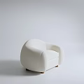Modern Minimalist Single Sofa With White Upholstery And Curved Arms Wooden Legs