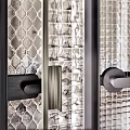 Modern Glass Swing Door with Grid Pattern and Black Frame for Interior Design 3d model