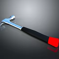 Silver Head Hammer With Black Handle And Red End On Gray Background