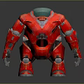 Red Metallic Mech Robot Game Movie Character With Green Head Design