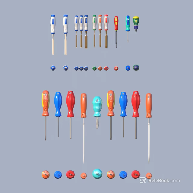 Hardware Tools Set Featuring Colorful Handle Screwdrivers For Various Repair Tasks 3d model