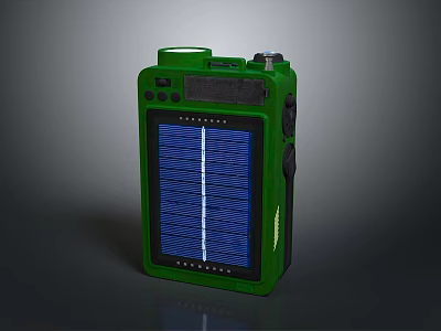 Green Solar Powered Electronic Device with Blue Panel and Portable Design for Outdoor Activities 3d model