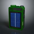 Green Solar Powered Electronic Device with Blue Panel and Portable Design for Outdoor Activities