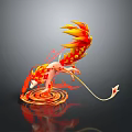 Mythical Fire Fox Game Character With Flaming Tails And Glowing Spiral Aura