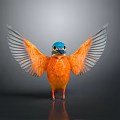 Vibrant Orange And Blue Kingfisher With Spread Wings Preparing To Fly On Dark Background