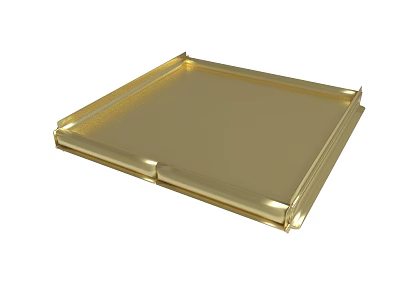 Golden Square Metal Tray With Flat Surface And Folded Edges Design 3d model