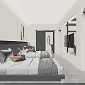 Hotel Guest Room With Twin Beds Dark Headboard And Minimalist Modern Bedding Light Walls