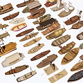 Different Handmade Wooden Boat Models With Classic Styles And Intricate Details