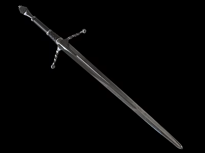 Medieval Sword with Metallic Hilt and Long Sharp Blade for Collection 3d model