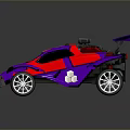 Sporty Purple and Red Toy Racing Car with Large Wheels Rear Wing and Number 8