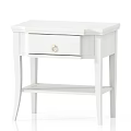 White Modern Bedside Table With Drawer Gold Knob And Lower Shelf 3d model