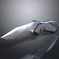 Futuristic Metallic Folding Knife Featuring Sharp Blade And Geometric Handle Design 3d model
