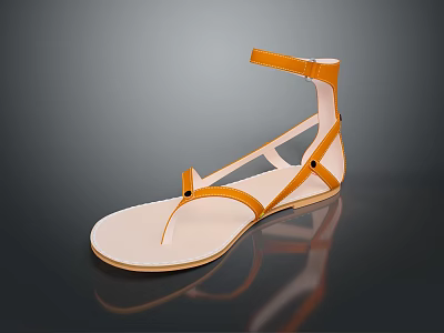 Fashionable Orange Sandals With Ankle Strap And White Sole Design For Women 3d model
