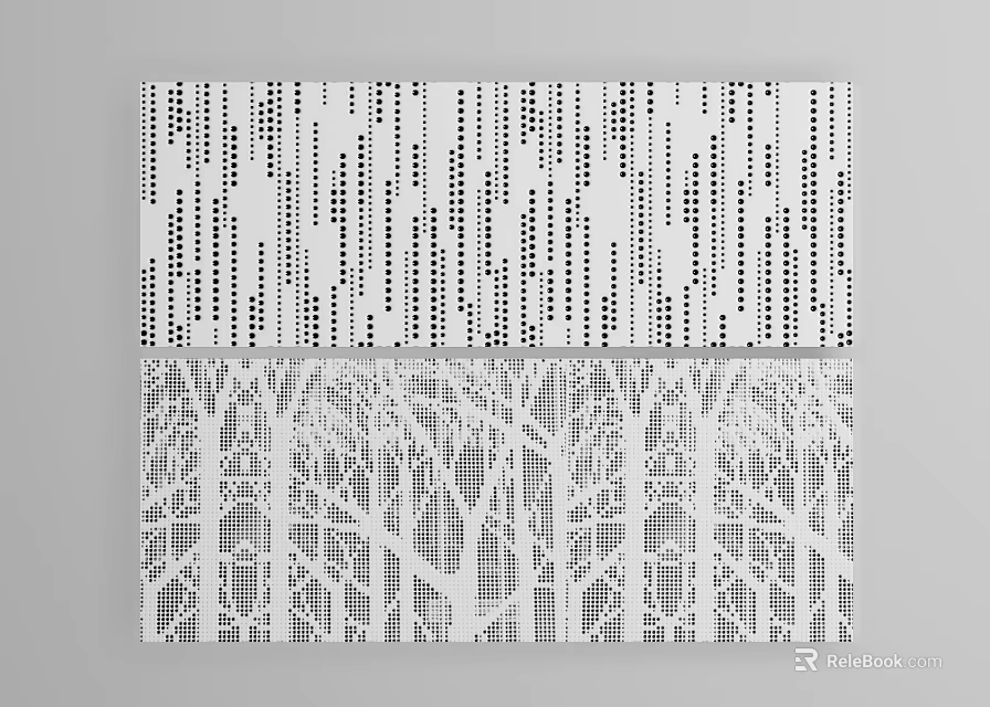 Abstract Decorative Design With Vertical Dotted Lines And Tree Branch Patterns 3d model